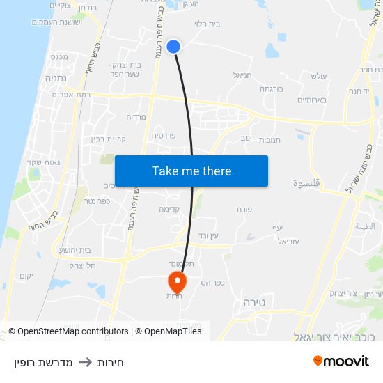 מדרשת רופין to חירות map