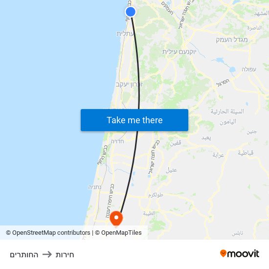 החותרים to חירות map