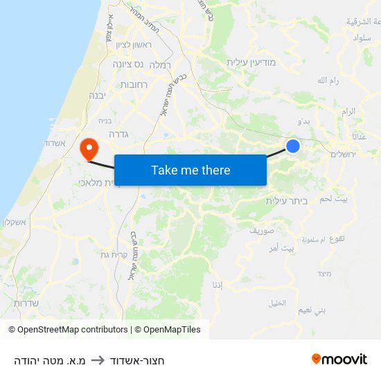 מ.א. מטה יהודה to חצור-אשדוד map