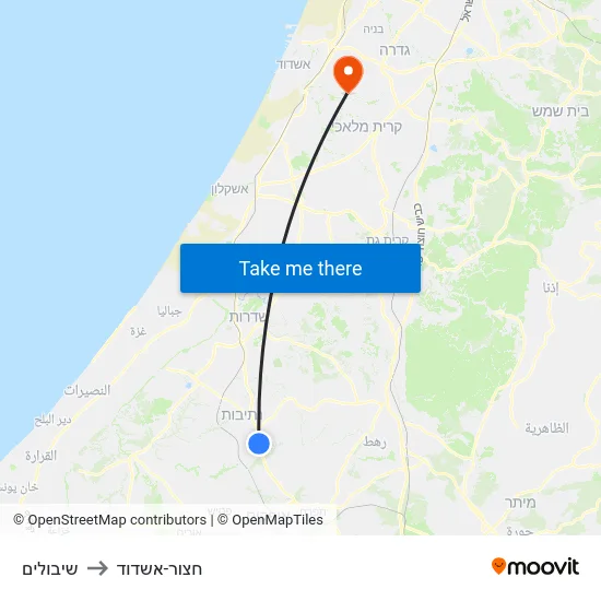 שיבולים to חצור-אשדוד map