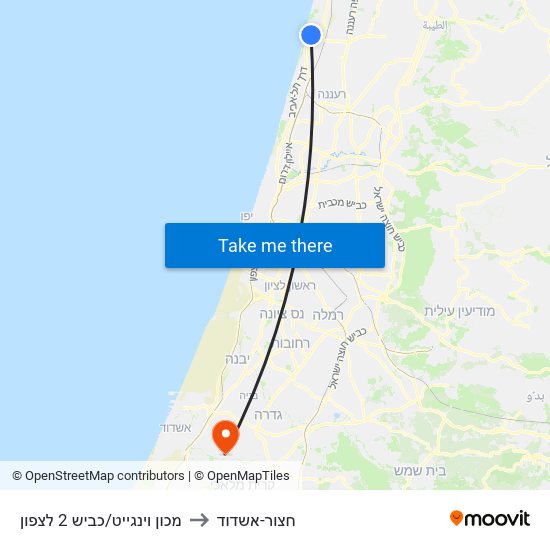 מכון וינגייט/כביש 2 לצפון to חצור-אשדוד map