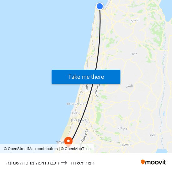 רכבת חיפה מרכז השמונה to חצור-אשדוד map