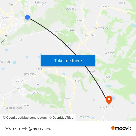 נוף הגליל to טייבה (בעמק) map