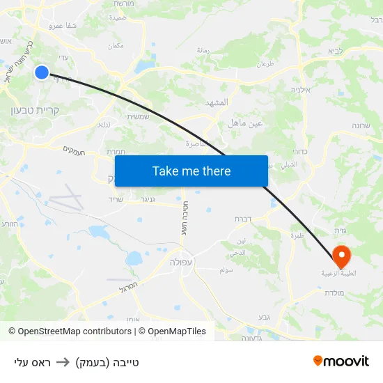 ראס עלי to טייבה (בעמק) map