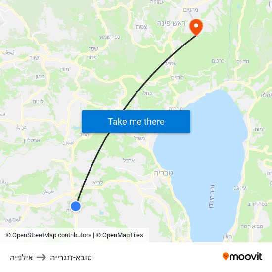 אילנייה to טובא-זנגרייה map