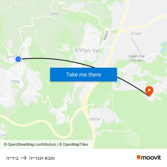 בירייה to טובא-זנגרייה map