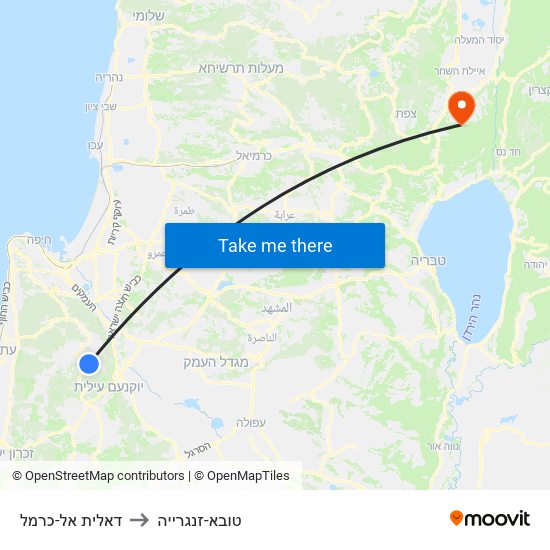 דאלית אל-כרמל to טובא-זנגרייה map