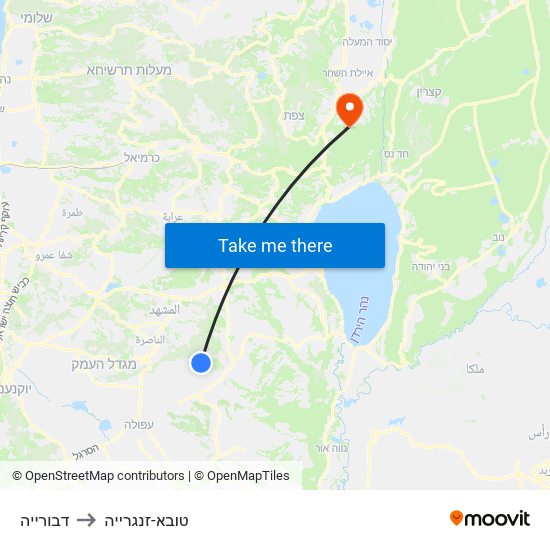 דבורייה to טובא-זנגרייה map