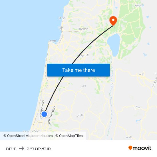 חירות to טובא-זנגרייה map