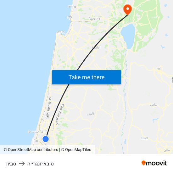 סביון to טובא-זנגרייה map