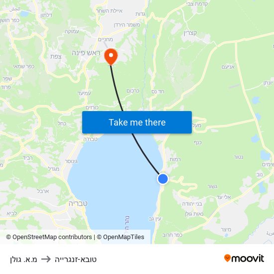 מ.א. גולן to טובא-זנגרייה map