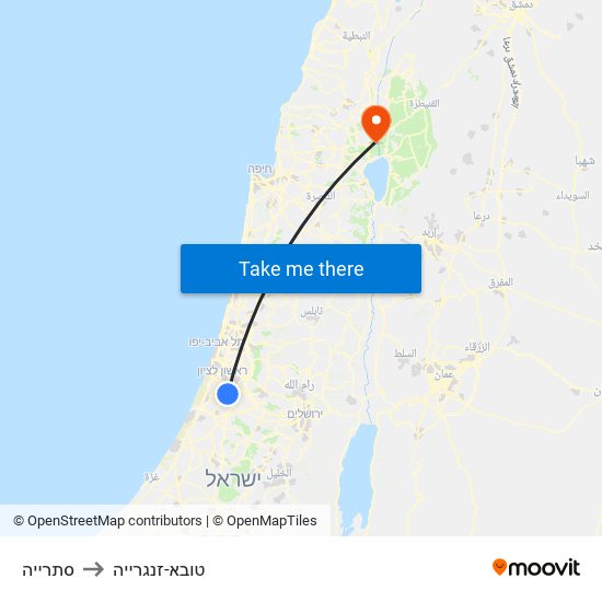 סתרייה to טובא-זנגרייה map