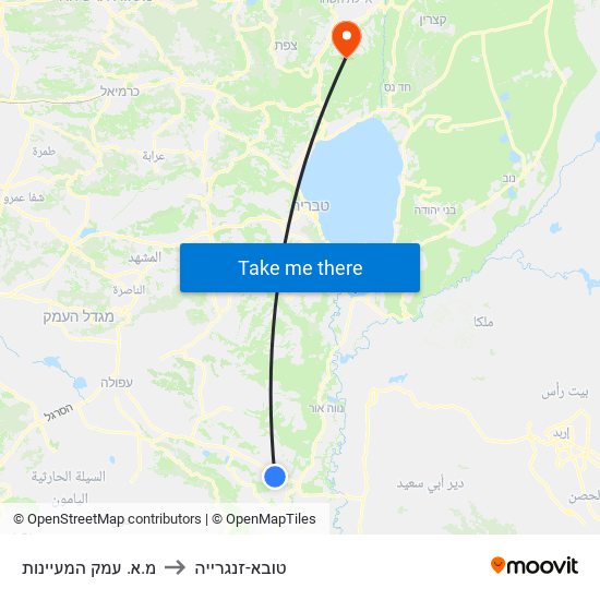 מ.א. עמק המעיינות to טובא-זנגרייה map