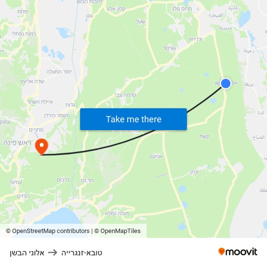 אלוני הבשן to טובא-זנגרייה map