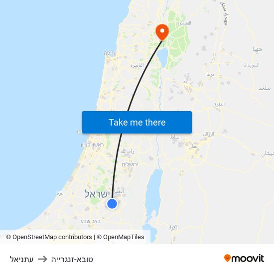 עתניאל to טובא-זנגרייה map