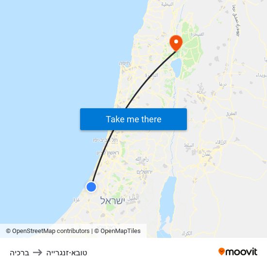 ברכיה to טובא-זנגרייה map