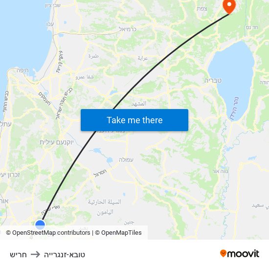 חריש to טובא-זנגרייה map