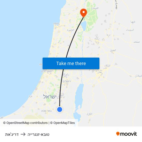 דריג'את to טובא-זנגרייה map