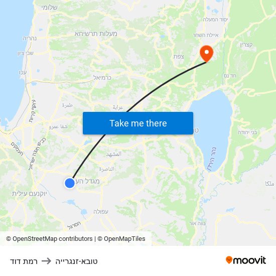 רמת דוד to טובא-זנגרייה map