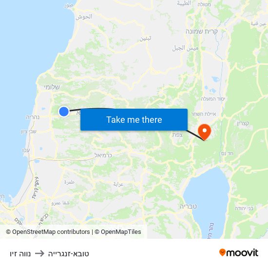 נווה זיו to טובא-זנגרייה map