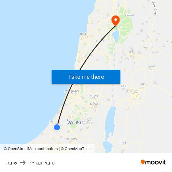 שובה to טובא-זנגרייה map