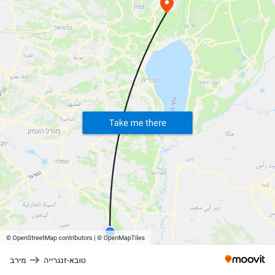 מירב to טובא-זנגרייה map