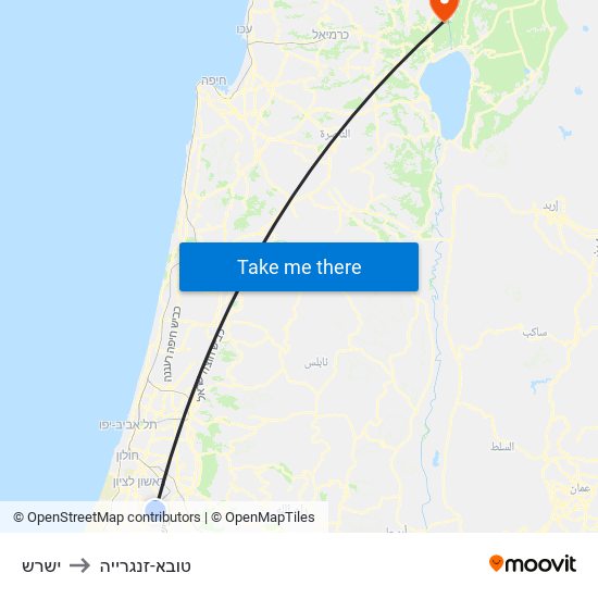 ישרש to טובא-זנגרייה map