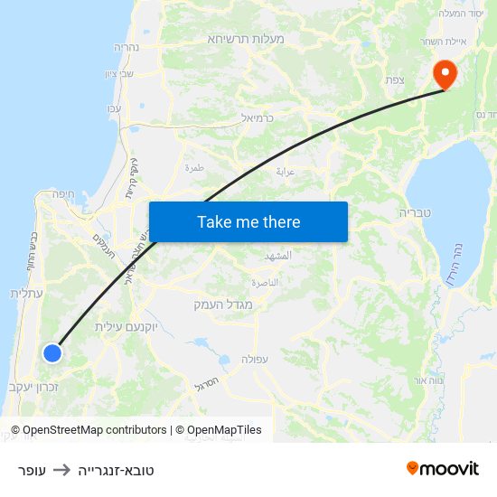 עופר to טובא-זנגרייה map