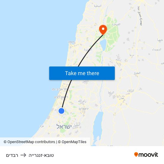 רבדים to טובא-זנגרייה map