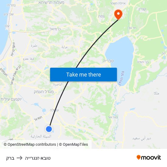 ברק to טובא-זנגרייה map