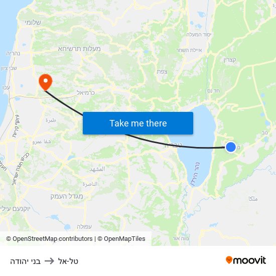 בני יהודה to טל-אל map