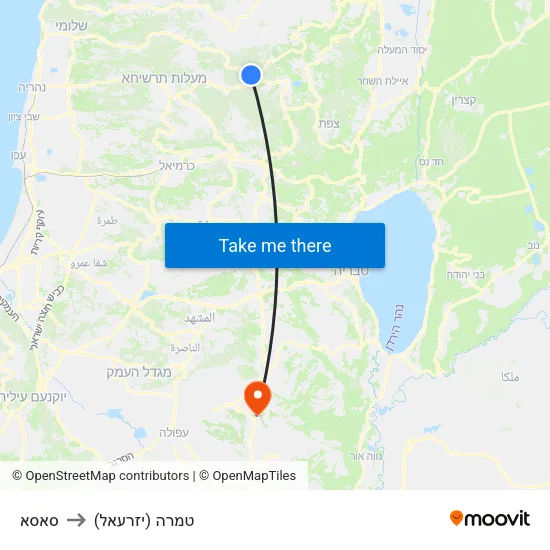 סאסא to טמרה (יזרעאל) map