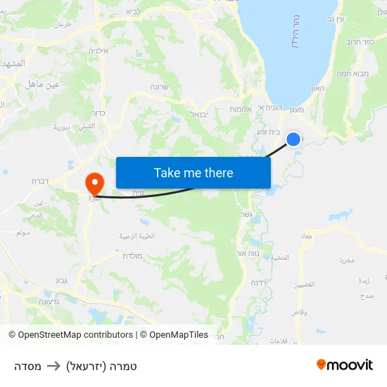 מסדה to טמרה (יזרעאל) map