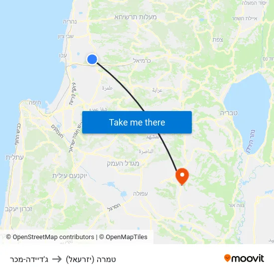 ג'דיידה-מכר to טמרה (יזרעאל) map