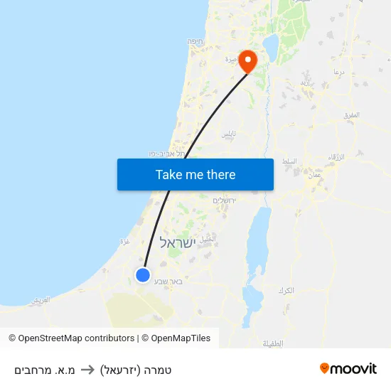 מ.א. מרחבים to טמרה (יזרעאל) map