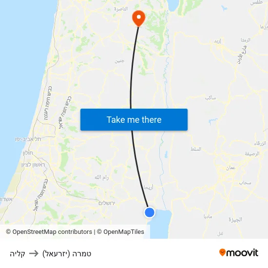 קליה to טמרה (יזרעאל) map