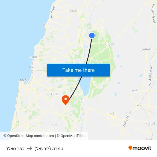 כפר סאלד to טמרה (יזרעאל) map