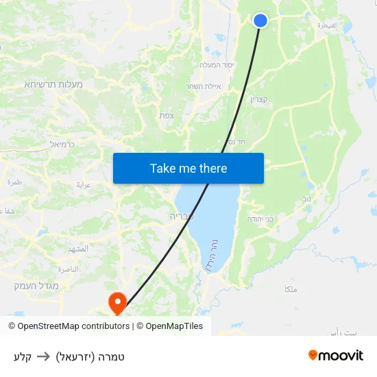 קלע to טמרה (יזרעאל) map