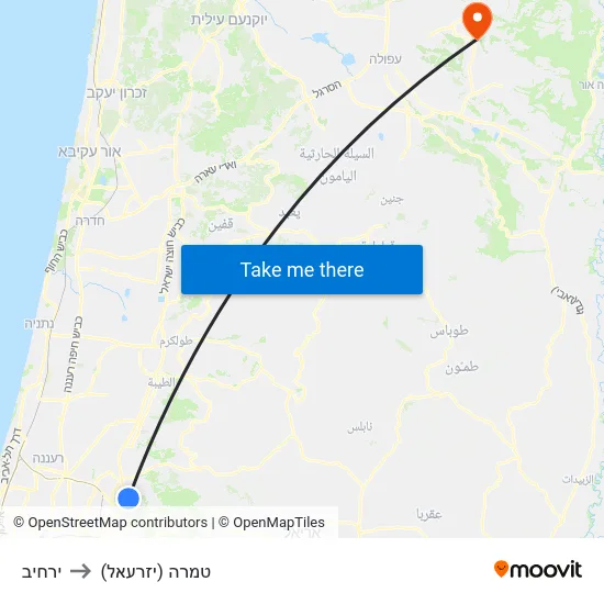 ירחיב to טמרה (יזרעאל) map