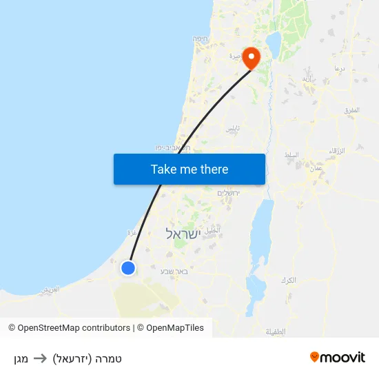 מגן to טמרה (יזרעאל) map