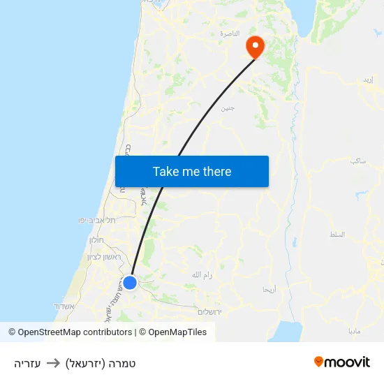 עזריה to טמרה (יזרעאל) map