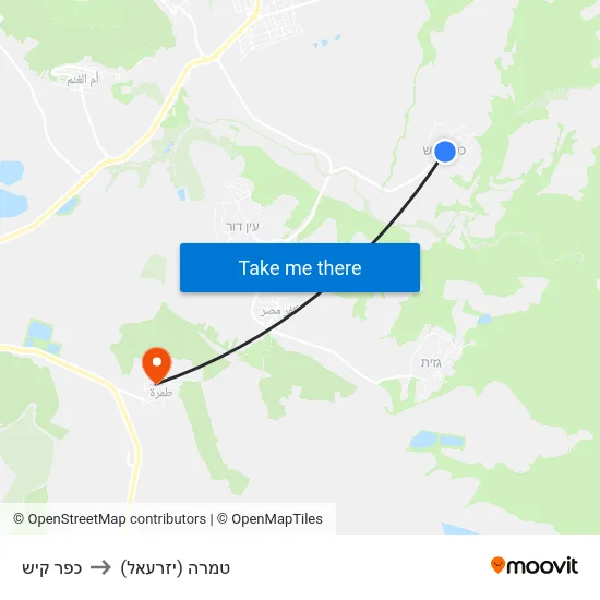 כפר קיש to טמרה (יזרעאל) map