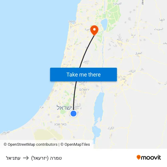 עתניאל to טמרה (יזרעאל) map