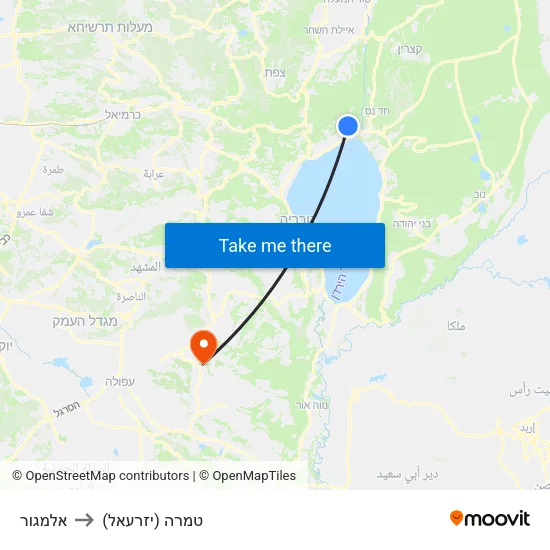 אלמגור to טמרה (יזרעאל) map