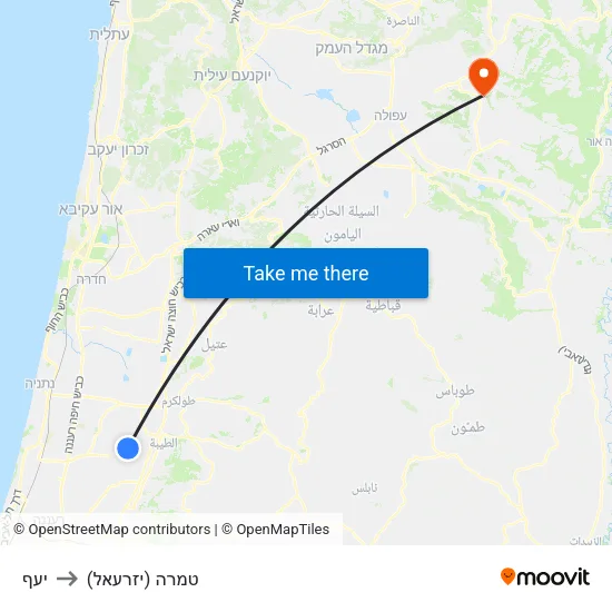 יעף to טמרה (יזרעאל) map