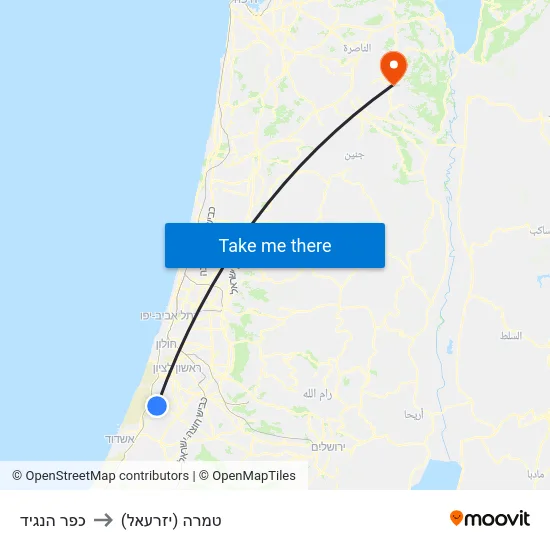 כפר הנגיד to טמרה (יזרעאל) map