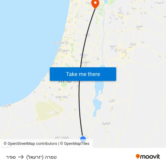 ספיר to טמרה (יזרעאל) map