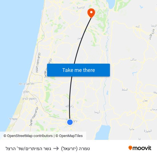 גשר המיתרים/שד' הרצל to טמרה (יזרעאל) map