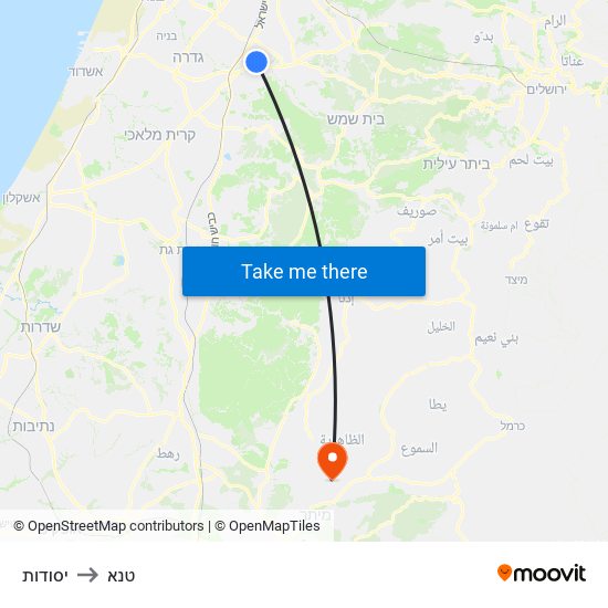 יסודות to טנא map