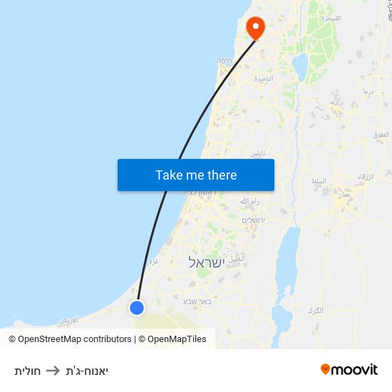 חולית to יאנוח-ג'ת map